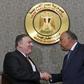 US Secretary of State Mike Pompeo shakes hands after holding a press conference with Egyptian Foreign Minister Sameh Shoukry at the ministry of foreign affairs in Cairo