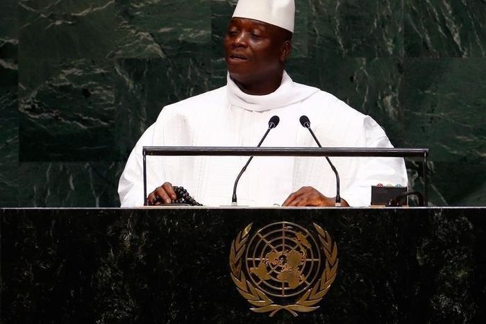 Al Hadji Yahya Jammeh, President of the Republic of the Gambia, addresses the 69th United Nations General Assembly at the U.N. headquarters in New York September 25, 2014. REUTERS/Lucas Jackson
