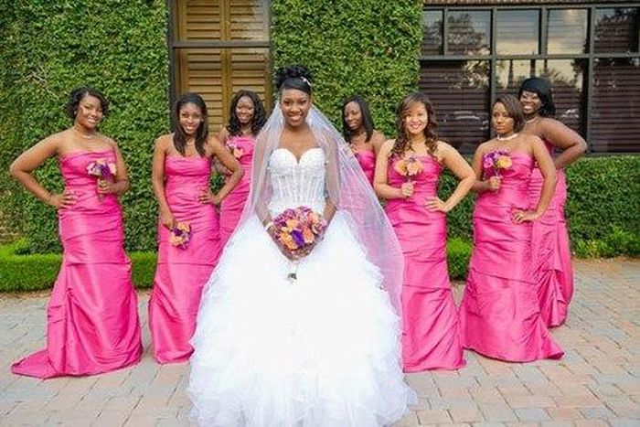Bride and her bridesmaids