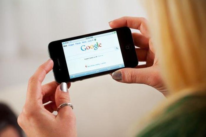 Google page on a mobile phone.