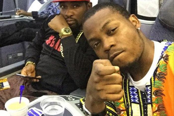Olamide and hype man, Dotun on the flight to Maryland.