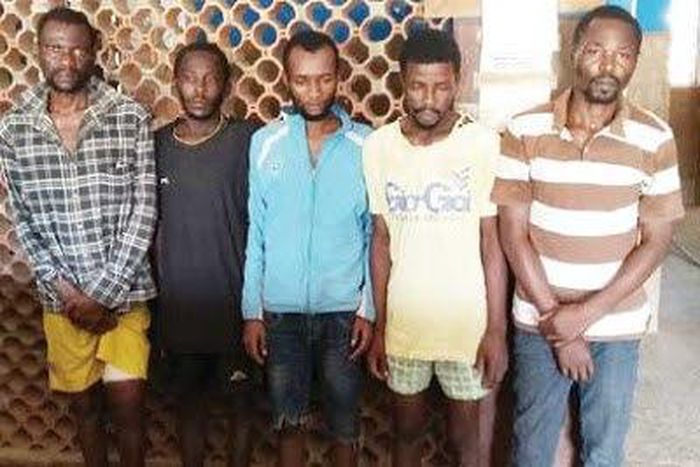 L-R: Mukaila Dauda (herbalist), Ahmed Adebanjo, Tunde Akilo,(motorcyclist), Sunkanmi Dacosta and Lateef Agboola