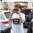 Rihanna has been spotted in Hyein Seo's t-shirt with 'School Kills' boldly written on it