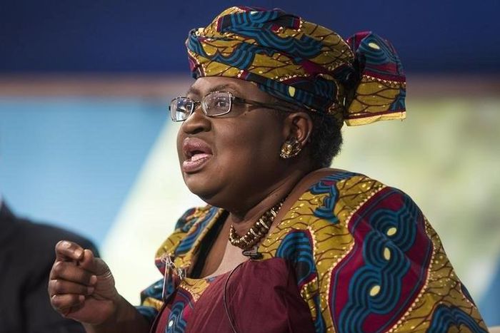 Nigerian Finance Minister Ngozi Okonjo-Iweala takes part in a discussion on "Challengers of Job-Rich and Inclusive Growth: Growth and Reform Challenges" during the World Bank/IMF Annual Meeting in Washington October 8, 2014.      REUTERS/Joshua Roberts