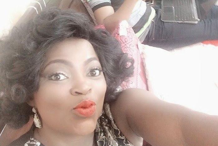 Funke Akindele and Yul Edochie on set of an upcoming movie