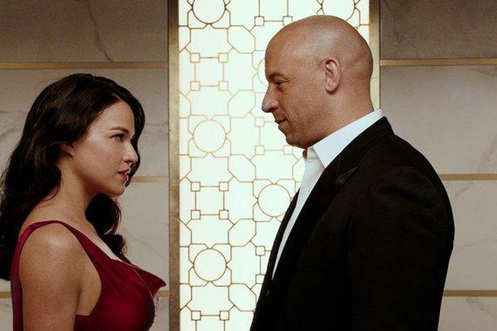 Vin Diesel and his co-star, Ronda Rousey in scene from Furious 7