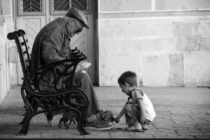 Old man and little boy