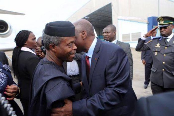 Vice President, Yemi Osinbajo arrives Abidjan, Cote D'Ivoire to attend the West African Energy Leaders’ summit.