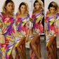 Rukky Sanda in a floral thigh high slit dress