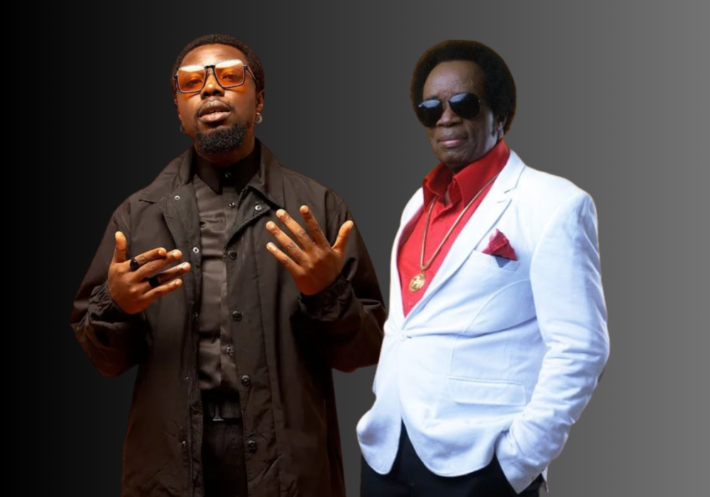 Late Sir Victor Uwaifo and his son Andre Vibez