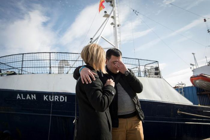 Alan's father Abdullah Kurdi and aunt Tima attended the ceremony organised by German charity Sea-Eye, which operates the boat formerly known as the Professor Albrecht Penck