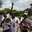 January 2014: Members of the Rwandan National Congress protest at Karegeya's death outside the Rwandan embassy in Pretoria