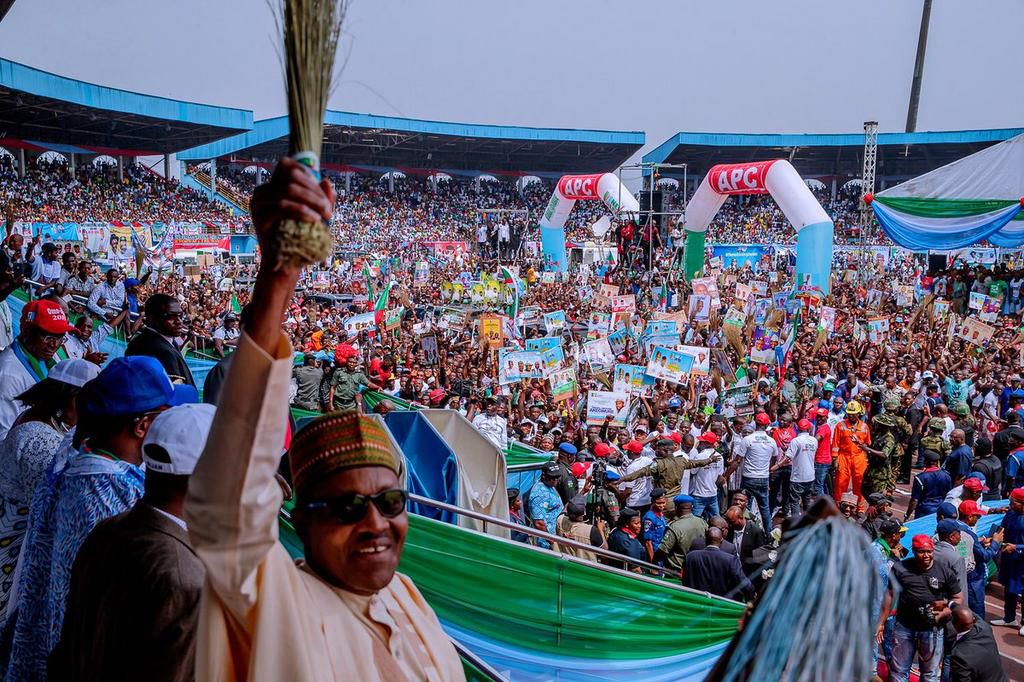 President Buhari visited Warri on Thursday, January 17, 2019, to declare a rally open. [Twitter/MuhammaduBuhari]