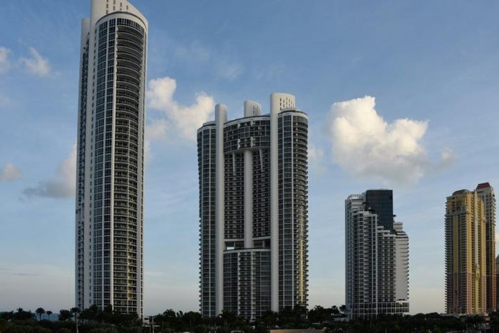 Under the shadow of luxury skyscrapers -- among them Trump Towers, seen here -- Sunny Isles Beach has become a prized destination for well-off foreigners looking to secure US citizenship for their children