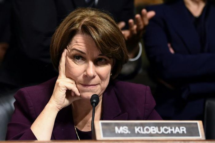 Senator Amy Klobuchar, seen here in a file photo from September 28, 2018, is expected to join a crowded field of Democratic presidential hopefuls on February 10, 2019