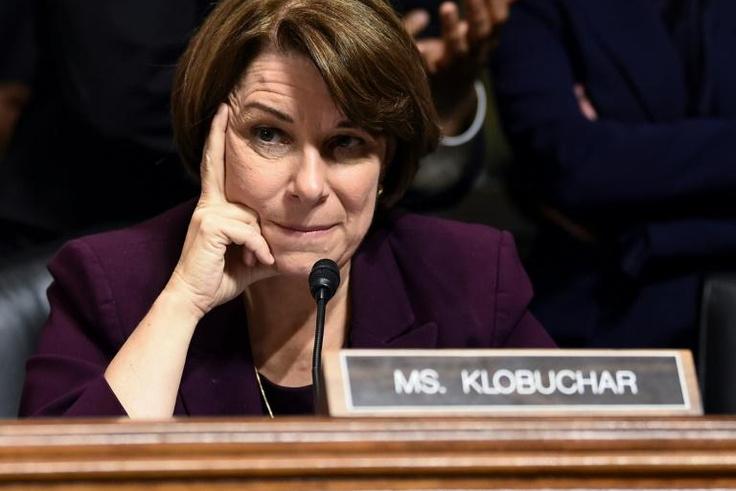 Senator Amy Klobuchar, seen here in a file photo from September 28, 2018, is expected to join a crowded field of Democratic presidential hopefuls on February 10, 2019