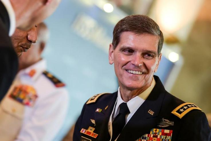 US Central Command head General Joseph Votel, pictured in 2018, said the peace talks were "very, very early in the process"