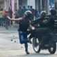 Venezuelan national guards clash with demonstrators at the border town of Ureña after Maduro´s government ordered to temporary close down the border with Colombia on February 23, 2019