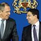 Morocco's Minister of Foreign Affairs Nasser Bourita (R) and his Russian counterpart Sergei Lavrov give a joint press conference in Morocco's capital Rabat on january 25, 2019