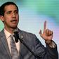 The president of Venezuela's National Assembly and self-proclaimed acting president Juan Guaido delivers a speech at the Central University of Venezuela (UCV) in Caracas on February 8, 2019