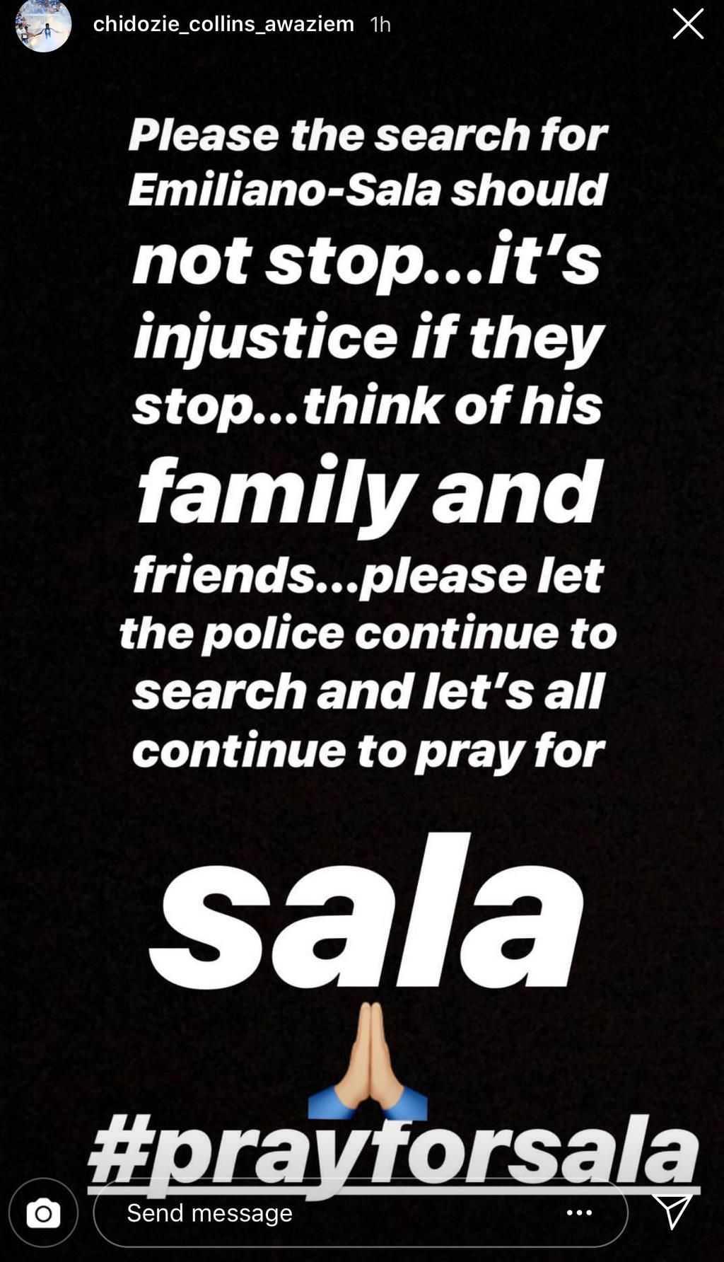 Super Eagles defender Chidozie Awaziem wants search to continue for missing ex-teammate Emiliano Sala