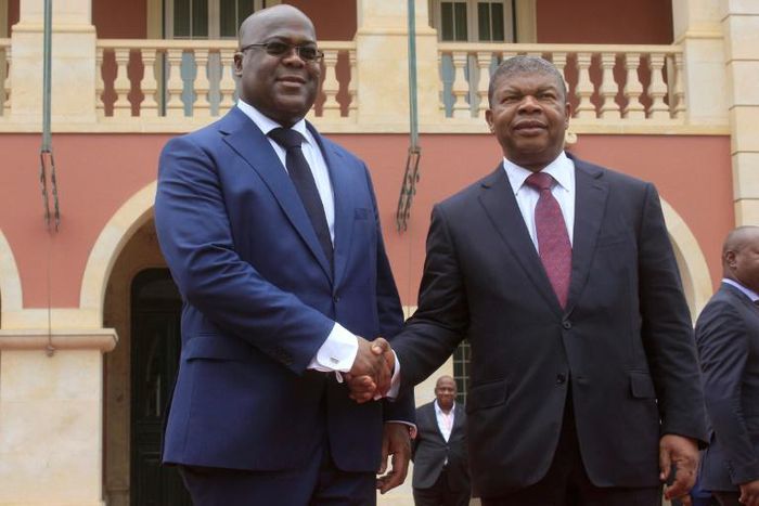 Tshisekedi, left, shown here with his Angolan counterpart Joao Lourenco, admitted to "imperfections" in the December polls that brought him to power