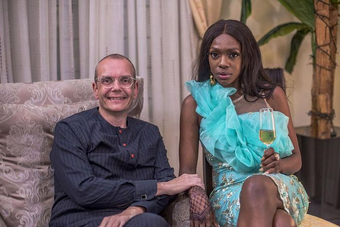 Judith Audu's husband, Morten Foght and Beverly Osu on the set of 'The Family.' [Judith Audu productions]