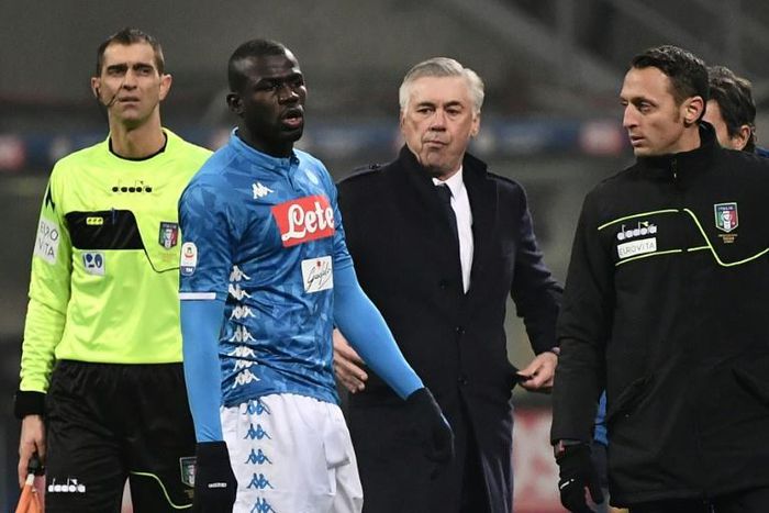 Napoli's Senegalese defender Kalidou Koulibaly returns to the San Siro for his first match since the racism row there on December 26