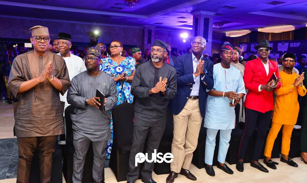 From left: Gbenga Ashafa, Femi Gbajabiamila, Babatunde Fashola, Babafemi Hamzat, Sound Sultan at the second edition of BRF GABFEST. (Pulse)