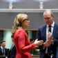 Irish Foreign Minister Simon Coveney (C) talks with Bulgarian Foreign Minister Ekaterina Zaharieva (L) and Malta Foreign Minister Carmelo Abela (R) during a Foreign Affairs Council at the EU headquarters in Brussels on February 18, 2019