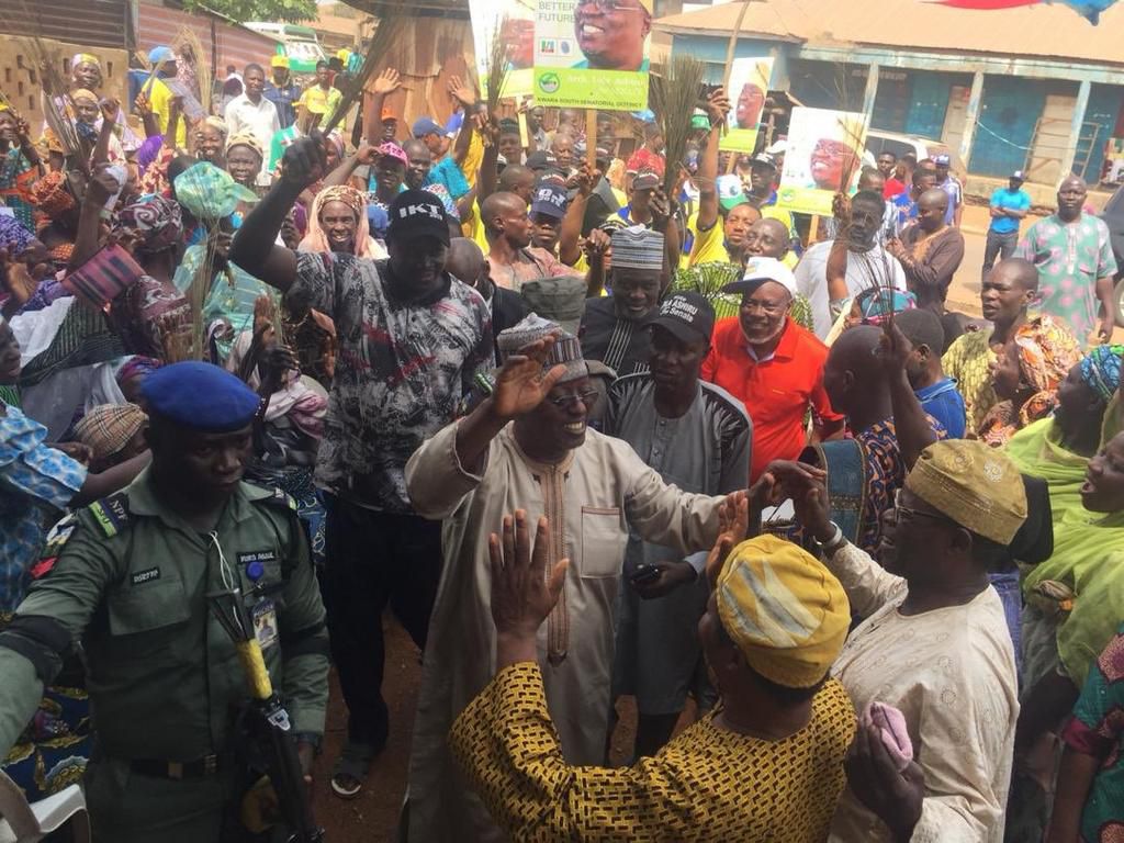 Senatorial Candidate of All Progressives Congress (APC), Arch. Lola Ashiru during a campaign rally