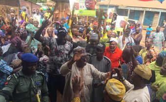 Senatorial Candidate of All Progressives Congress (APC), Arch. Lola Ashiru during a campaign rally