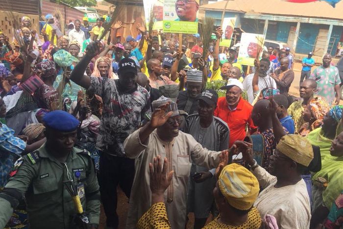 Senatorial Candidate of All Progressives Congress (APC), Arch. Lola Ashiru during a campaign rally