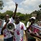Sopporters of the Rwanda National Congress opposition party set up in exile protest in January 2014 at the murder of founding member Patrick Karegeya.