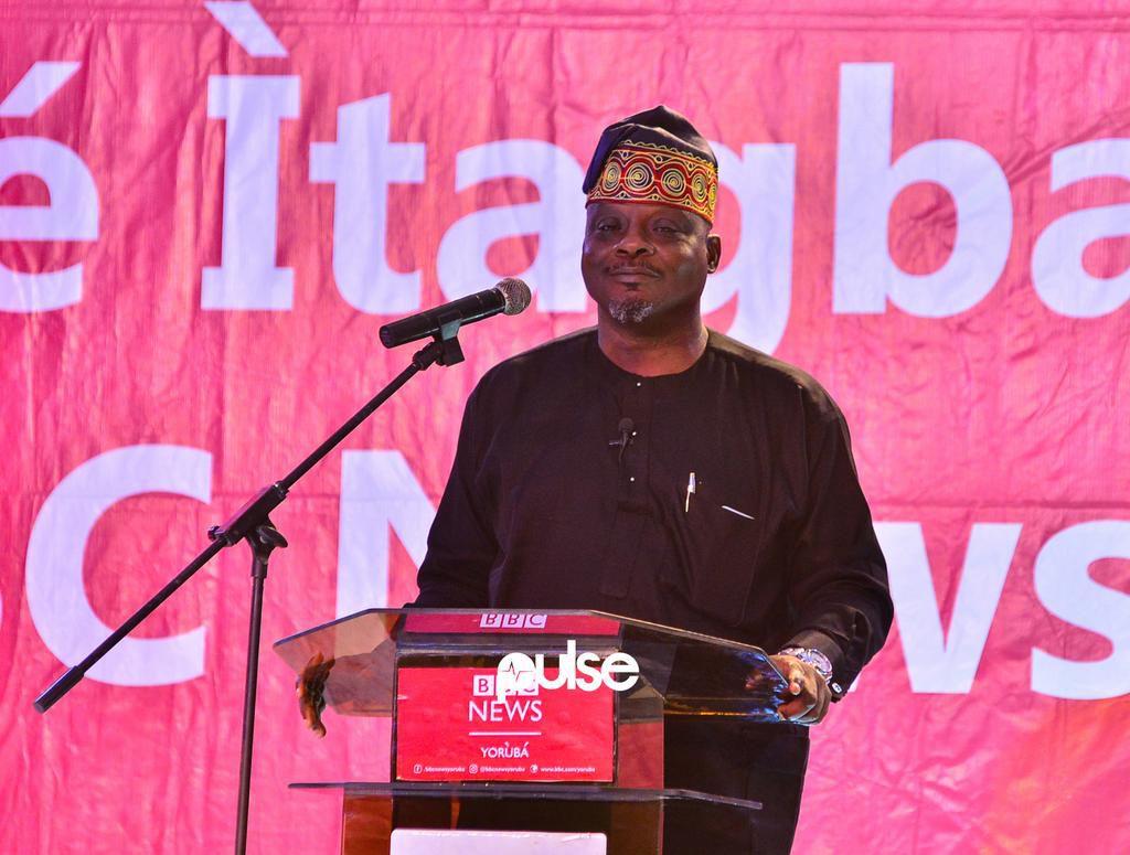 Olumuyiwa Fafowora of the African Democratic Congress (ADC) at a Lagos governorship debate organised by the British Broadcasting Corporation (BBC) Yoruba News Service on Saturday, January 26, 2019