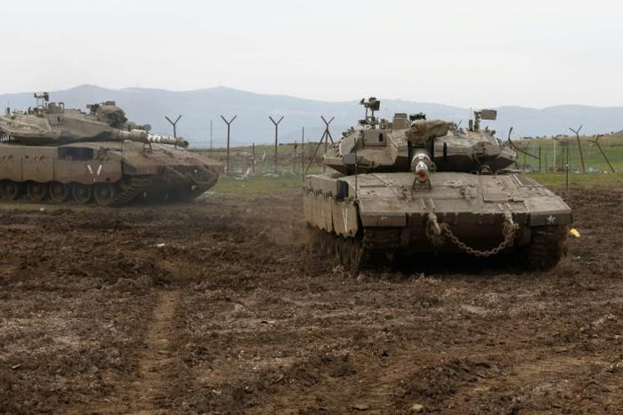 Israeli tanks deploy in the Israeli-annexed Golan Heights on January 20, 2019