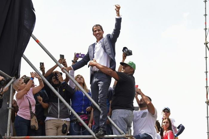 Opposition leader Juan Guaido Guaido, seen here at a gathering of supporters in Caracas on February 2, wants to set up a transitional government and hold new elections in Venezuela