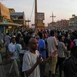 A picture taken on January 15, 2019 shows anti-government demonstrators in the Sudanese capital Khartoum's southern business district of El-Kalakla