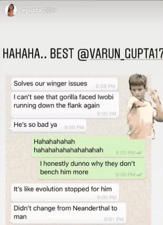 Esha Gupta describes Alex Iwobi as a 'gorilla'