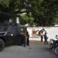 Armored cars in front of Cotiza Bolivarian National Guard headquarter in Caracas, Venezuela, after an uprising