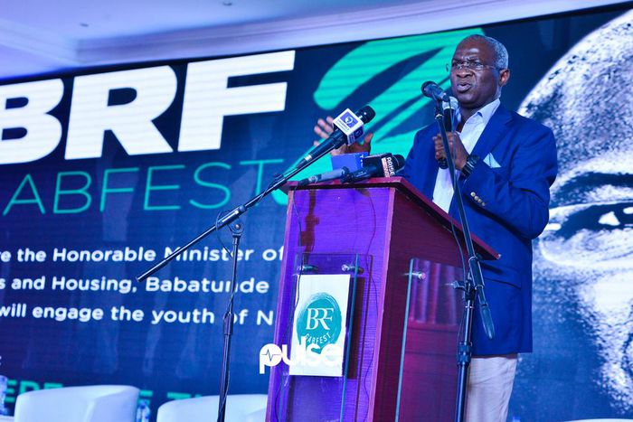 Fashola advises Nigerian job seekers at the second edition of BRF GABFEST at City Mall, Lagos. (Pulse)