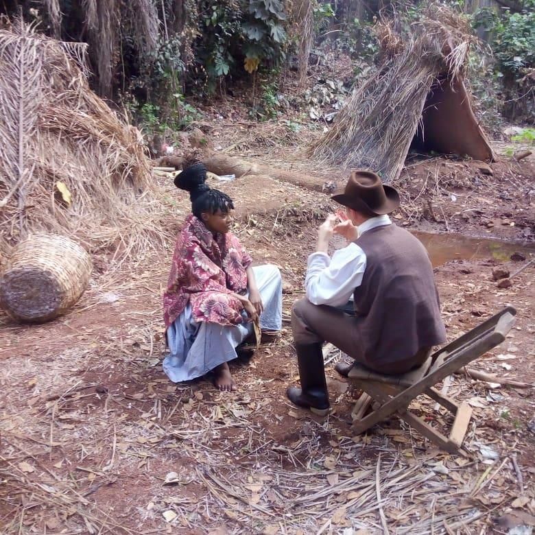 Indima Okojie and Quinton Coxe on the set of 'Foreigner's God'