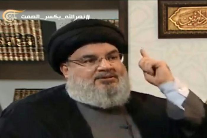 Lebanese leader of the Hezbollah movement Hassan Nasrallah, seen here in an image grab from Al-Mayadeen TV channel, gave a rare televised interview more than three hours long