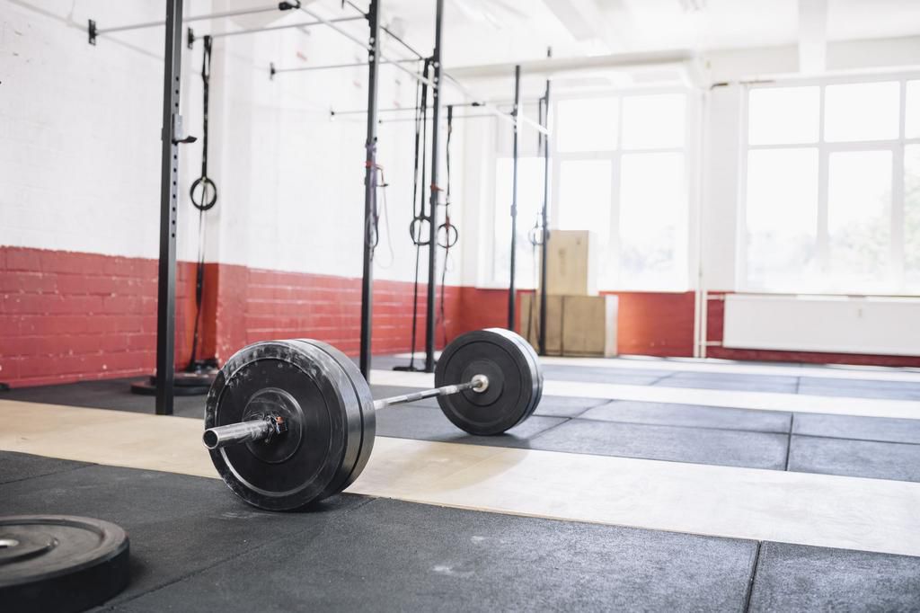 Barbell in gym