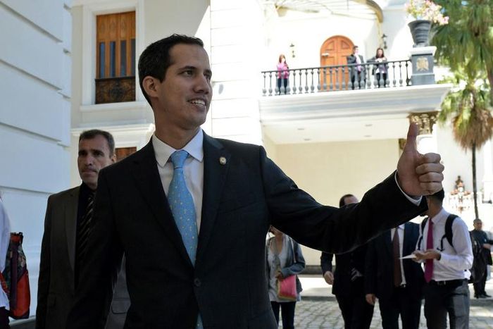 The president of Venezuela's opposition-led National Assembly, Juan Guaido, was briefly detained after his car was stopped on a highway