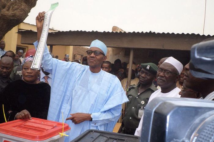 Buhari votes in Daura (Nigerian Times)