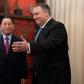 US Secretary of State Mike Pompeo welcomes North Korean General Kim Yong Chol to talks at a Washington hotel