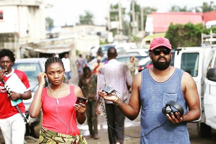 Simi and Kunle Afolayan on the set of 'Mokalik.'