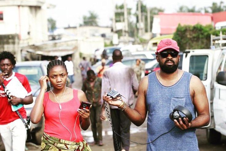 Simi and Kunle Afolayan on the set of 'Mokalik.'
