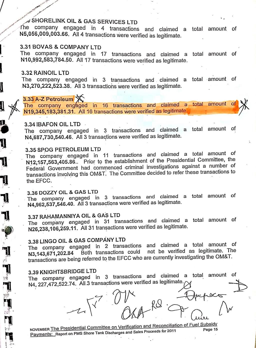 Presidential committee on fuel subsidy clears A-Z Petroleum